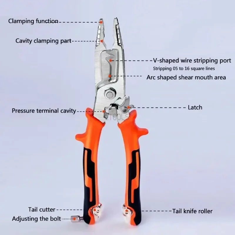 Heavy Duty Universal Wire Stripping Pliers Electrician Specific Wire Stripper 10-in-1 Multi-role Cable Cutter Terminal Crimper