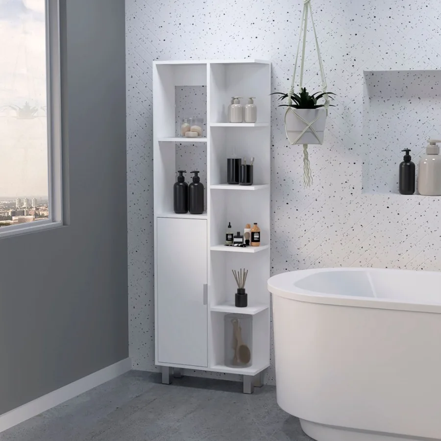 

White 9Shelf Linen Cabinet
