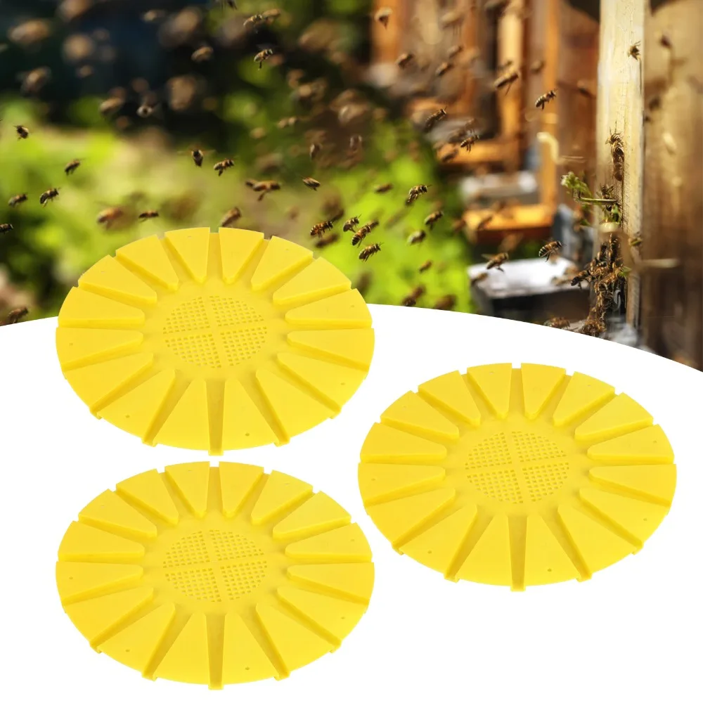 3Pcs Stable Performance 16 Passage Bee Escape Disc ABS Yellow Anti-Running Tool Durable Reusable Hive Escape Plate Apiary Use
