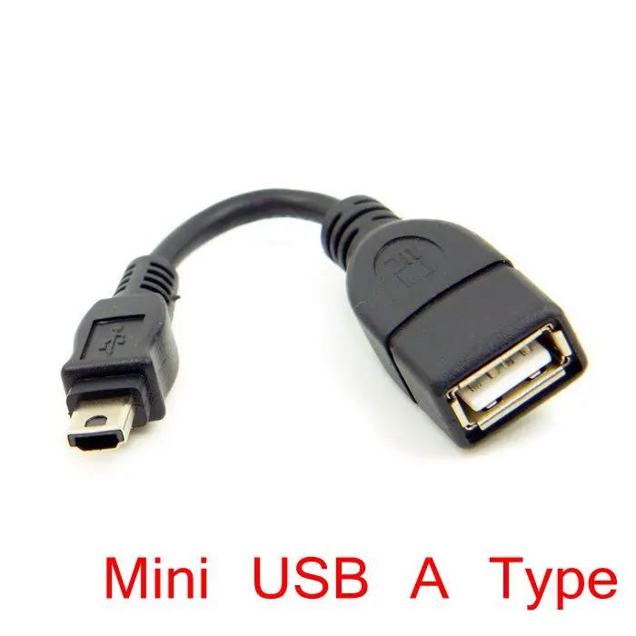 10CM Mini-USB 2.0 Type A & Mini USB2.0 Type B to USB Female OTG Cable DV DC USB2.0 MINI HOST Adapter Cable USB External Harddisk