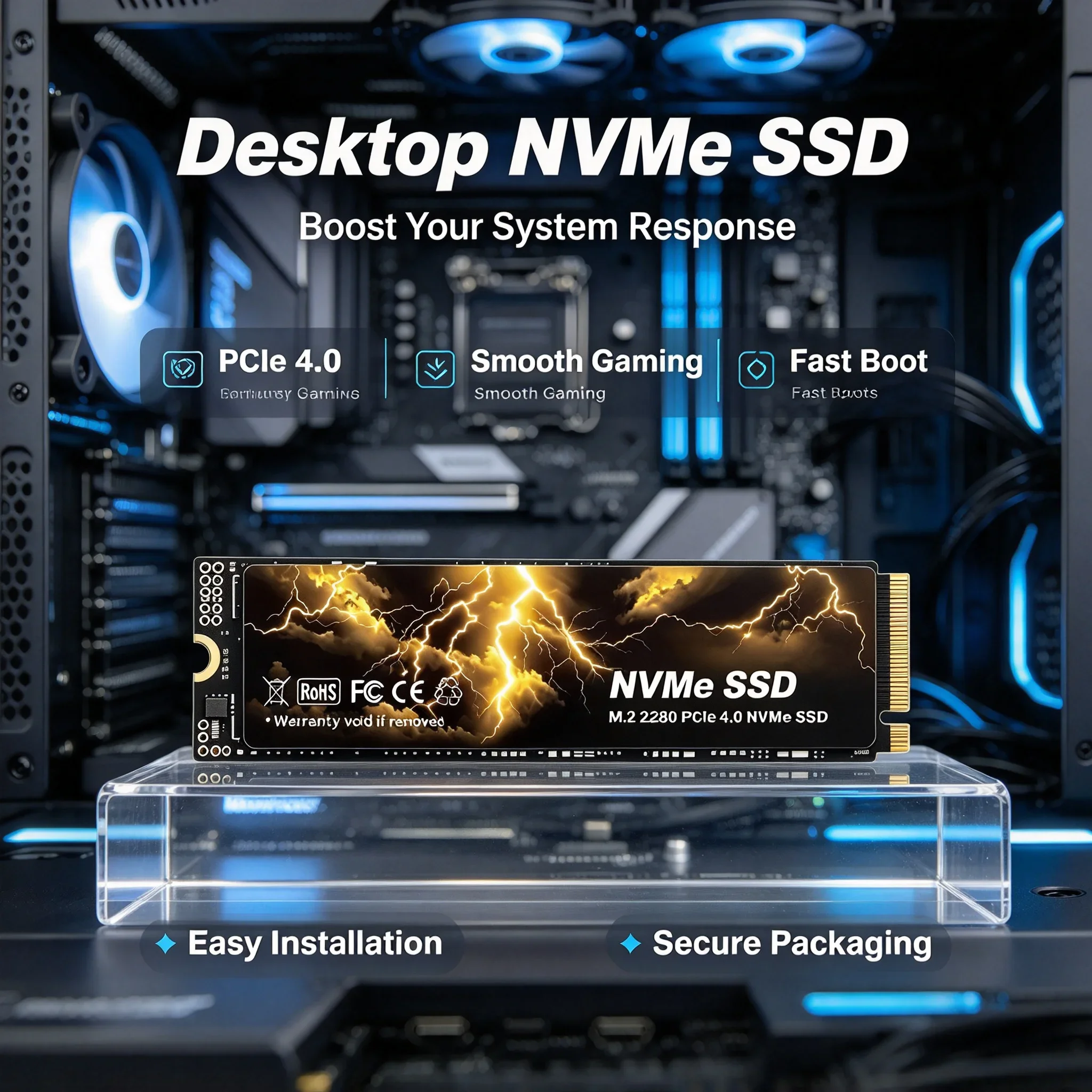 Internal Solid State Drive PCIe Gen4 M2 NVMe SSD 500GB 1TB 2TB 4TB for Game Office PC Notebook Media File Archive System Upgrade