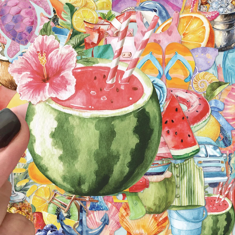 10/30/50 قطعة شفافة لطيف الصيف شاطئ الحياة ملصقات الإبداعية الكرتون الشارات DIY بها بنفسك دفتر الهاتف المحمول الجمالية الحيوانات الأليفة ملصق #1