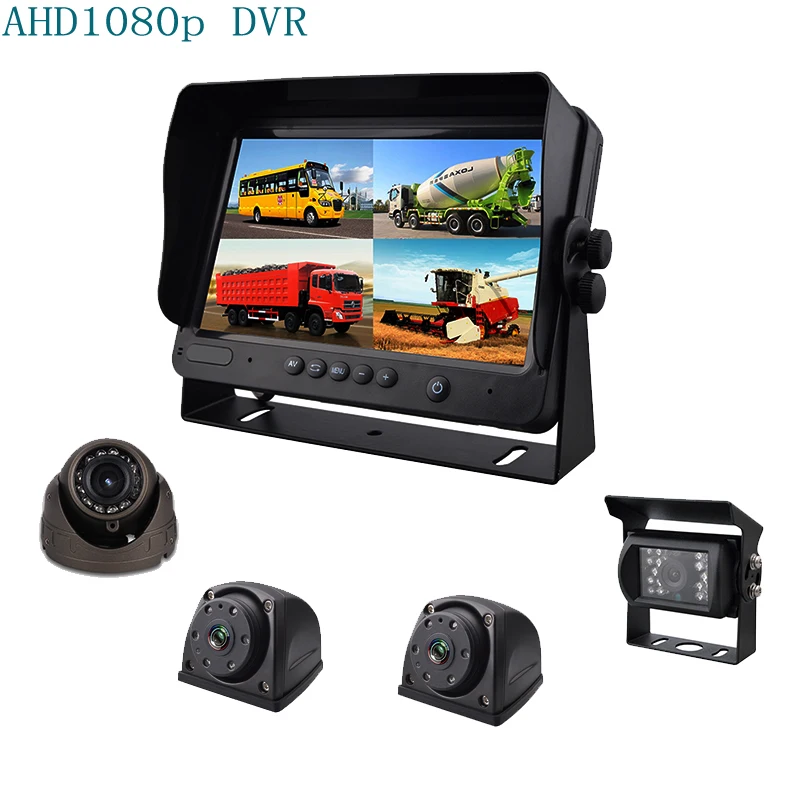 AHD IPS 7inch quad view  4 channels 360 around view car  dvr semi bus truck  system