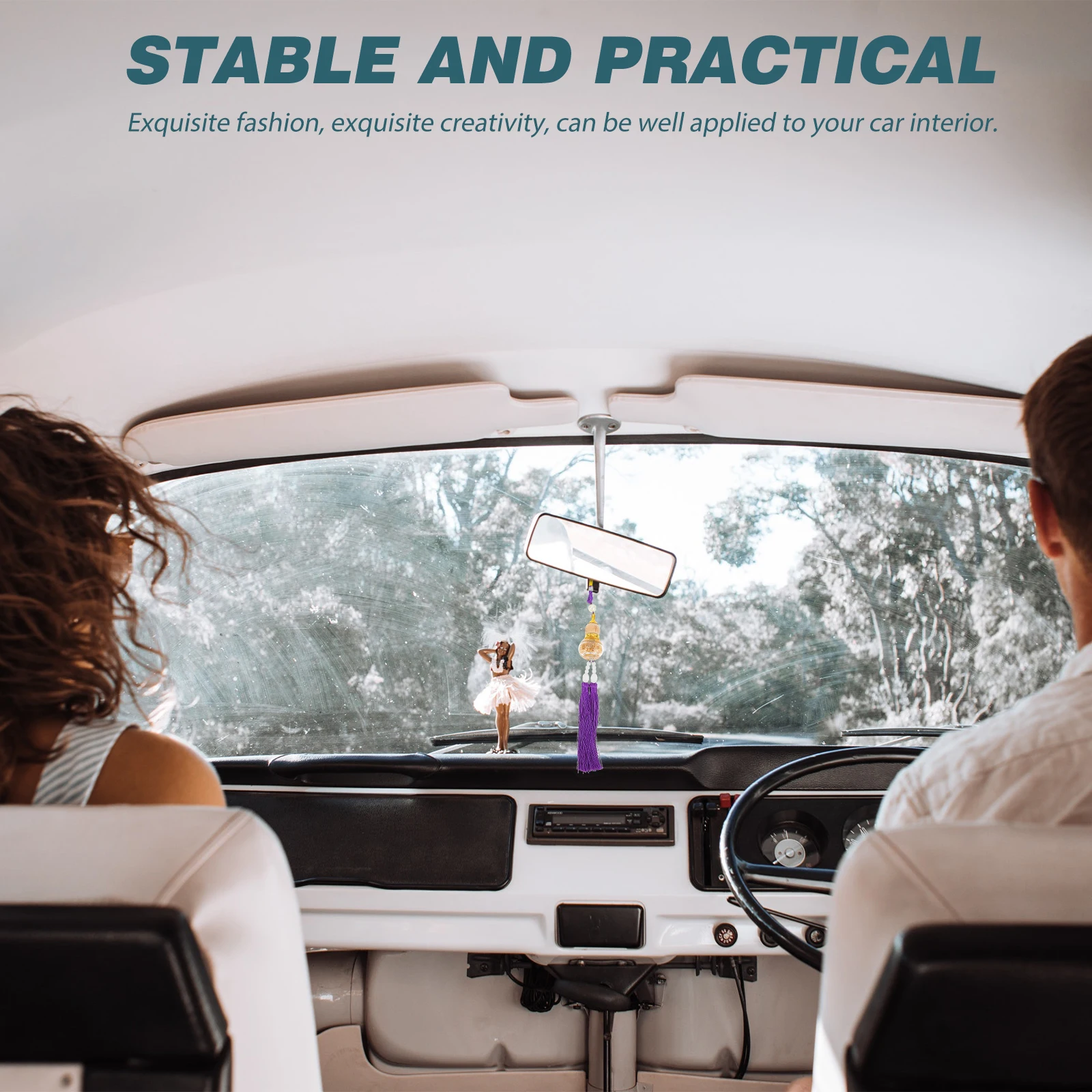 4 Pcs Gourd Pendant Car Accessory Rearview Mirror Charm Auto Hanging Decoration Gold Leaf