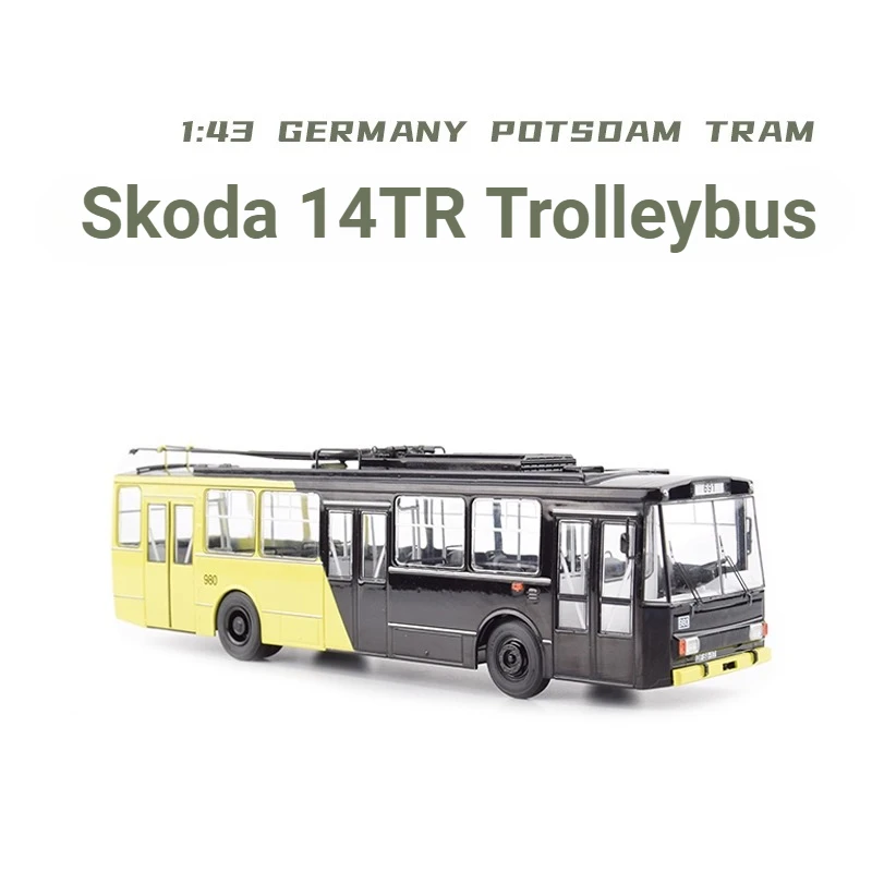

1/43 Игрушечный автомобиль, тележка Skoda 14TR, немецкий городский автобус Potsdam PCL47172, желто-черная статическая модель, коллекция, подарок, игрушка для мальчика, подарок