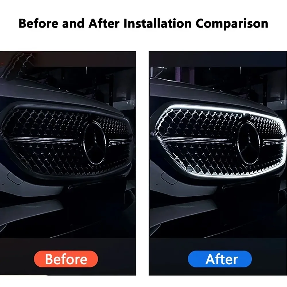 W214 LED مضيئة المصد الأمامي الإضاءة مصبغة جديد LED مضيئة الجبهة مصبغة ضوء بار ل 2024-2025 مرسيدس بنز E-Class E200 #6