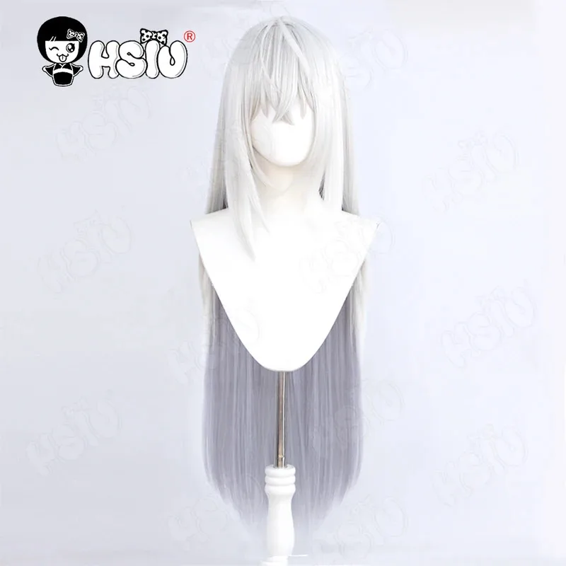 Парик для косплея Shirasu Azusa HSIU 90 см, серебристо-серый, синий, градиент, длинные волосы, синтетический парик + шапочка для парика, игра, синий архив, парик для косплея