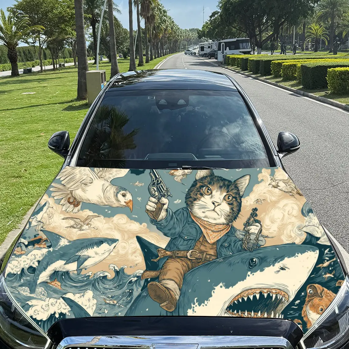 

Cool Anime - Style Car Hood Stickers - Self-Adhesive, Waterproof and Durable Vinyl Wrap, Decorate And Protect Your Car, Fit For