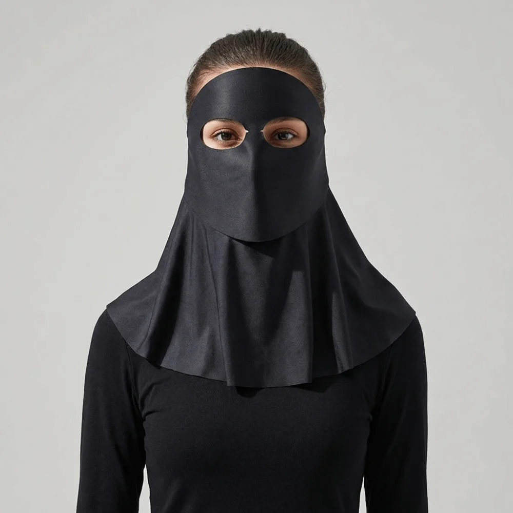 

Sun Protection Ice Silk Face Veil Solid Color Eye Corner Protection Sunscreen Mask Face Cover Full Face Neck Wrap Female