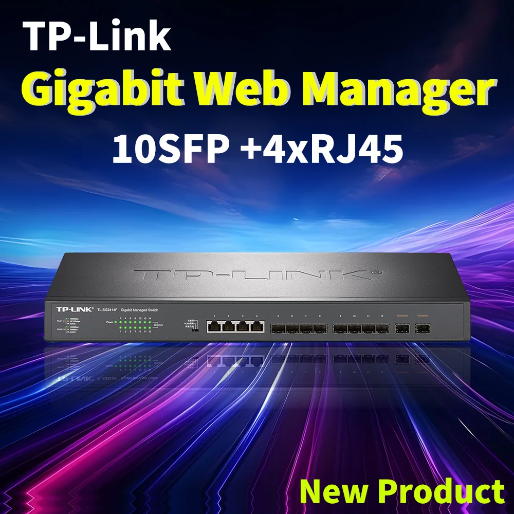 

TP-LINK 14port Gigabit Web Managed Fiber Optic Switch SFP Fiber Optic Transceiver Rack Lan Mounted Optoelectronic Converter