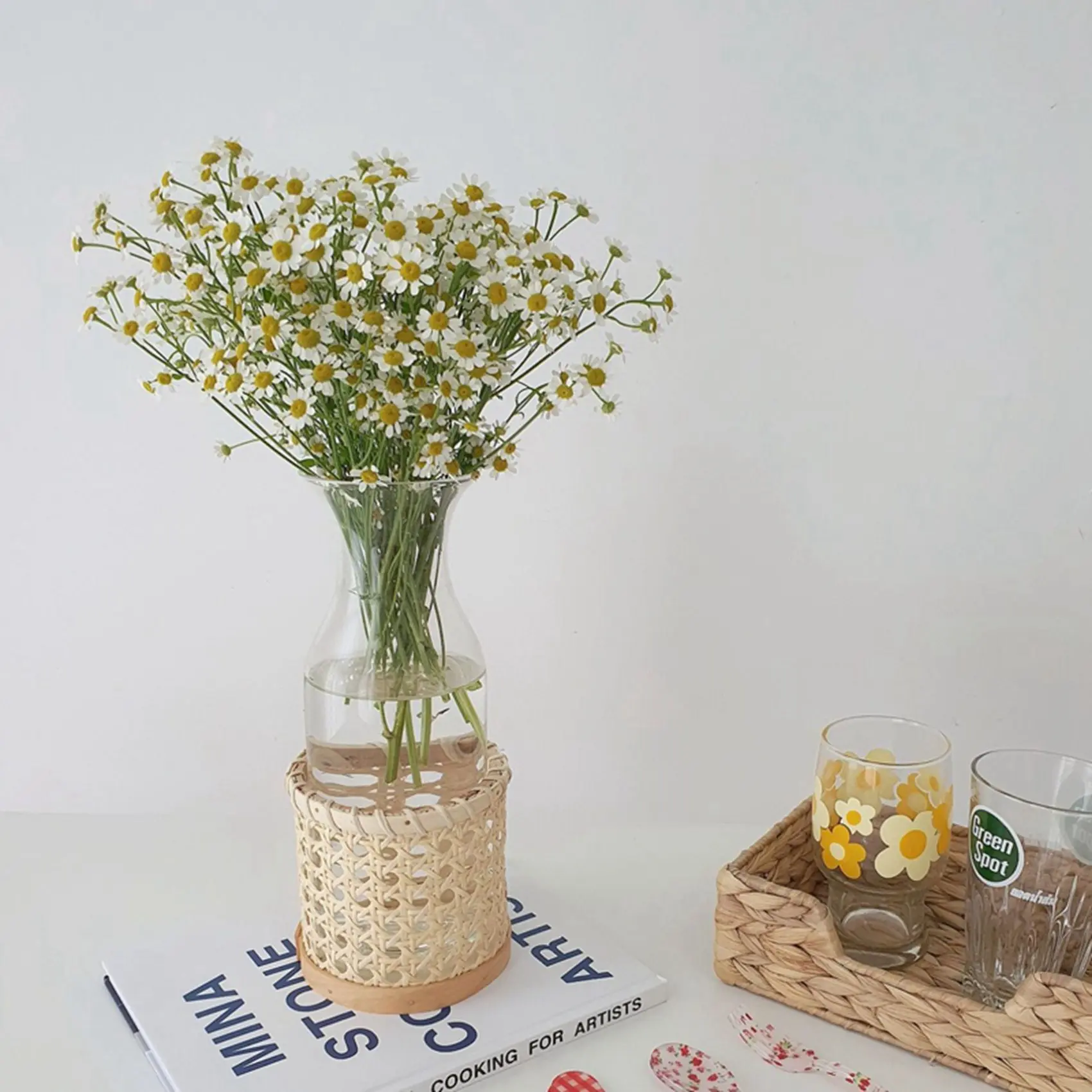 ABWR-3X الروطان عيدان تخزين اليدوية ملعقة حامل مُنظِم أقلام الرصاص منظمة زهرية دعم ديكور مطبخ المنزل