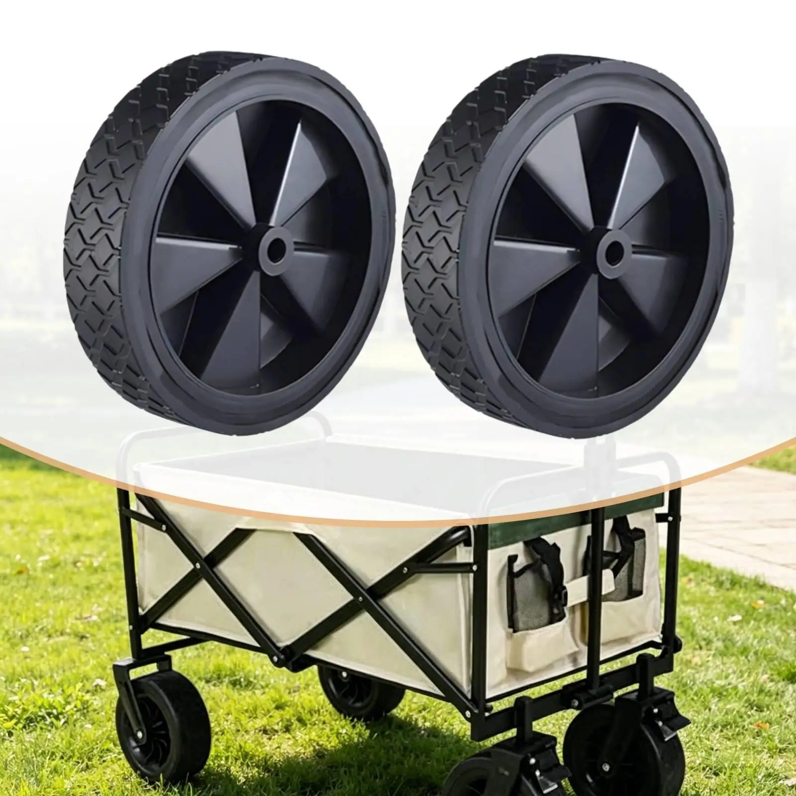 2x Wagon Replacement Wheels Heavy Duty Non Slip Maintenance Camping Shopping Cart Repair Foldable Wagon Wheels