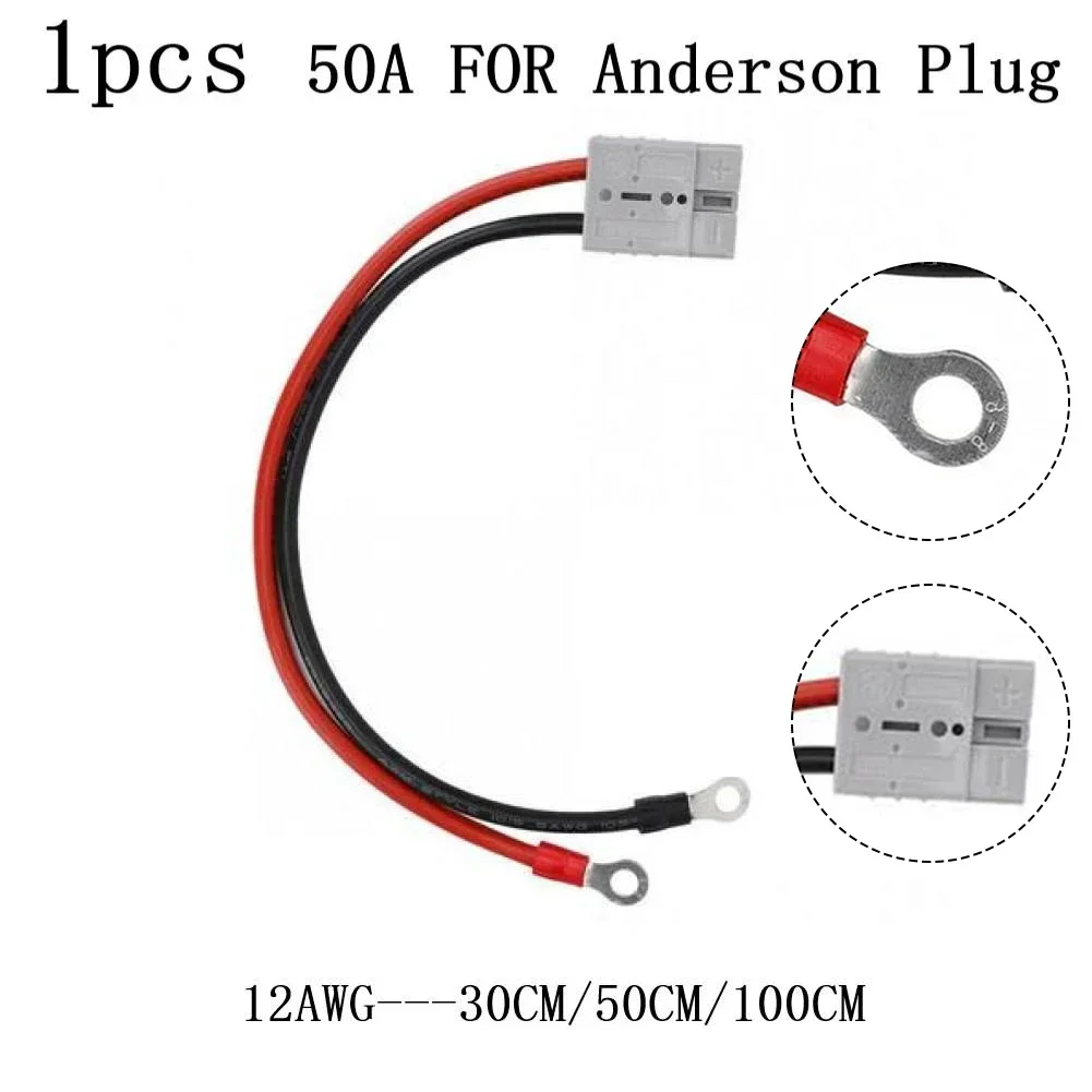 

1pc 50Amp Connector For Anderson Plug With Cord Electric Forklift M8 Terminal Battery Charging Cable Connector Tool Accessories