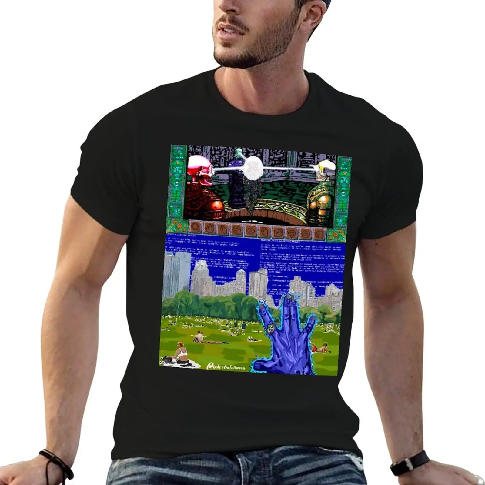 

Cybercore Old Web Inspired City Landscape T-Shirt t shirts designer man t shirt graphic T-Shirt