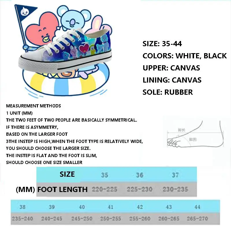 Nuove scarpe di tela basse Bt21 Kawaii Cartoon scarpe basse Casual dipinte a mano studenti scarpe da ginnastica alla moda e comode regalo