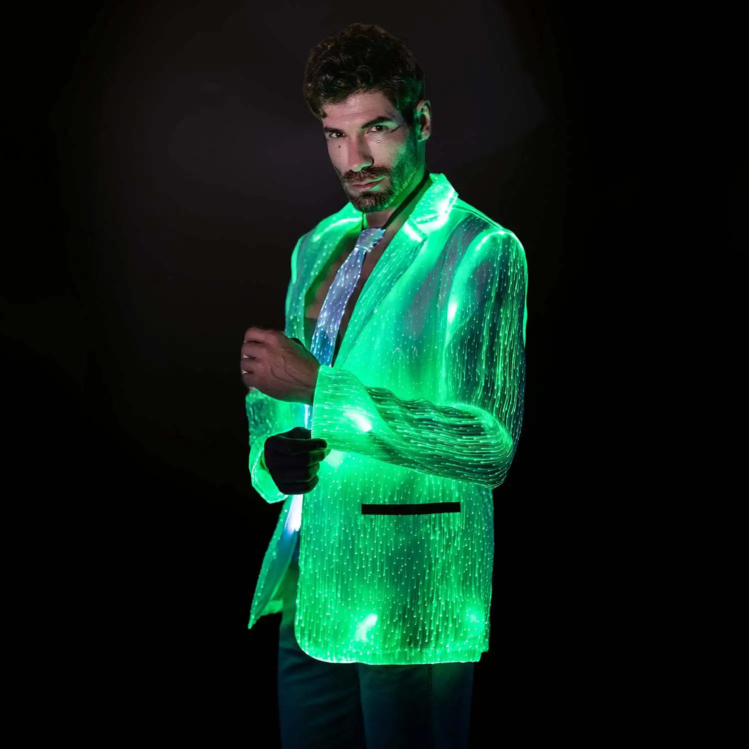 LED Optic Fiber Costume Men Luminous Glowing Blazer Suit Jacket Party Stage Show Outfit Fancy Clothes 2026 - view 4