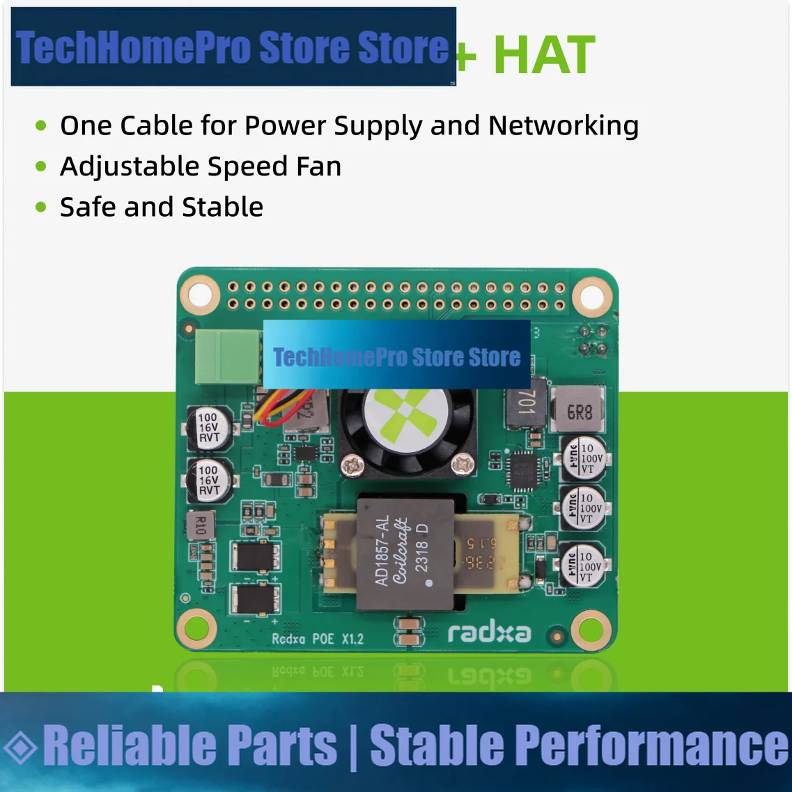 TechHP Radxa 25W PoE+ HAT, Compatible with ROCK SBCs, Not Suitable for X4