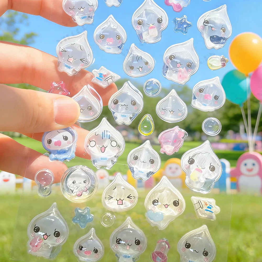 3D Cartoon Tropfen-Aufkleber Kawaii Glitzer Jelly Bonbon Sticker DIY Deko für Kunst Handyhülle Tagebuch Scrapbook Bastelbedarf