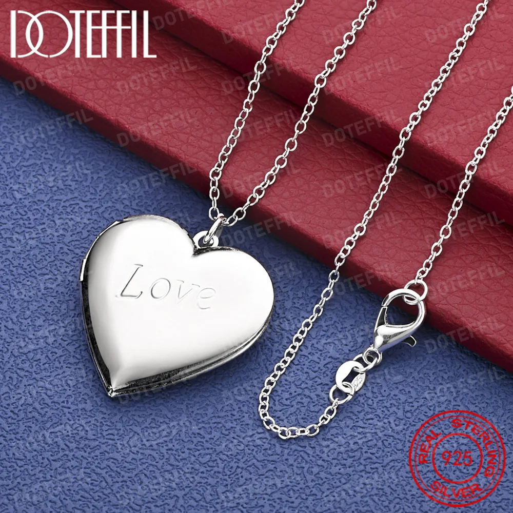 

Exquisite 925 Sterling Silver Heart-Shaped LOVE Pendant Necklace - Fashionable Wedding Party Gift Jewelry for Women