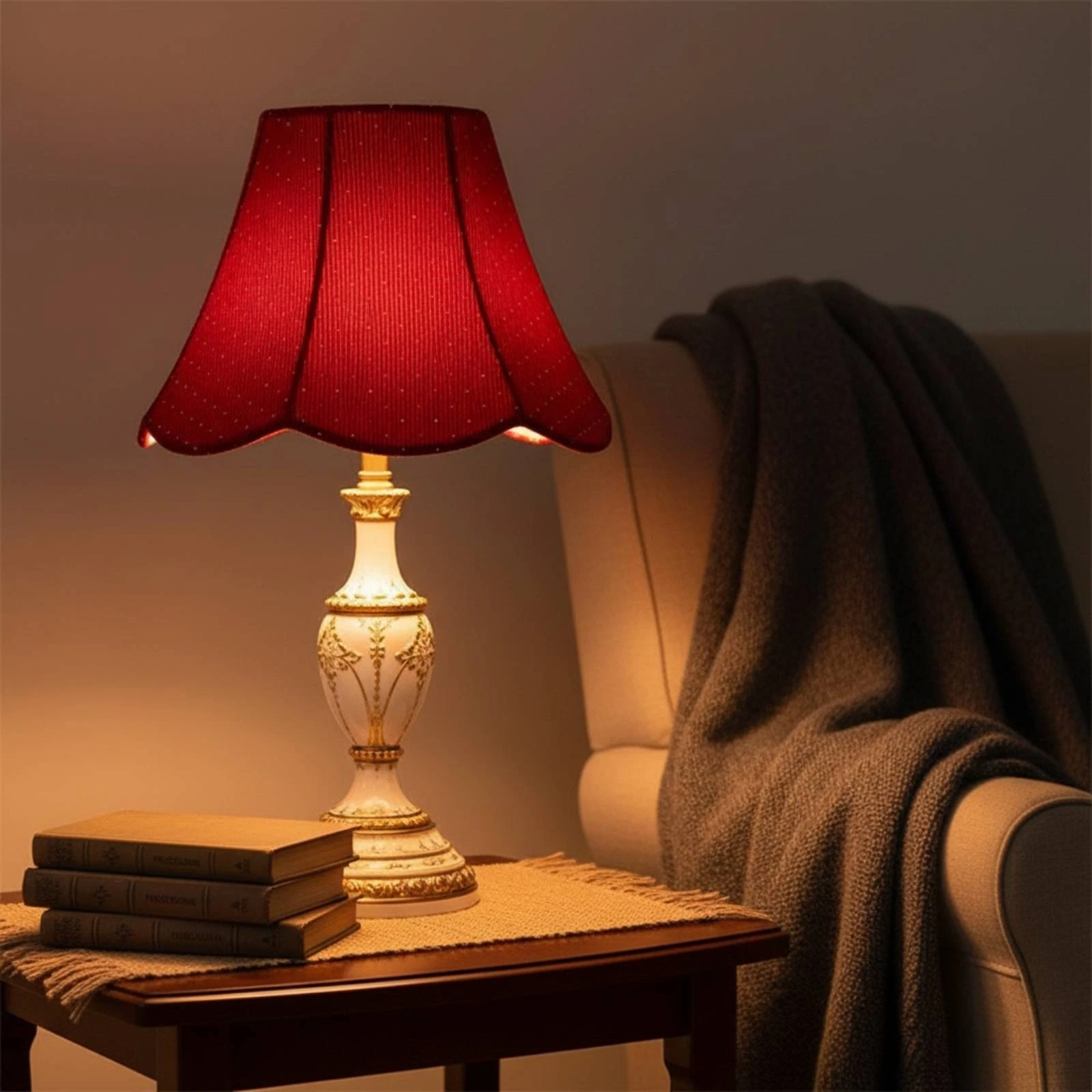 Corduroy Lampshade Wavy Scalloped Lampshade Scalloped Lamp Shade Decorative Lighting Traditional for Bedside Table
