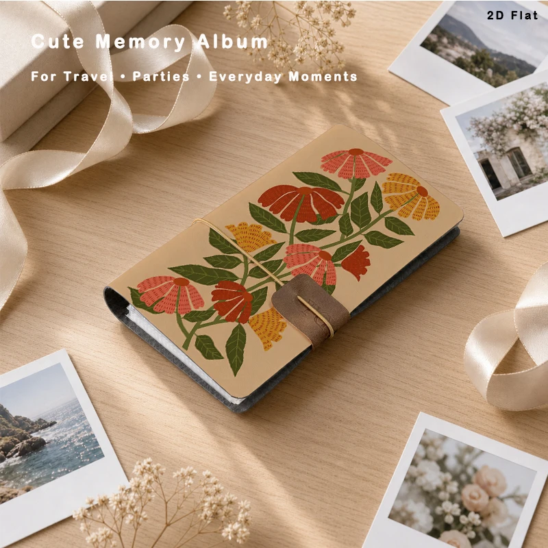 Boho Autumn Flower Photo Album 80 Pockets Vertical Insert Photo for Holiday Birthday Party Gift Photo Collection