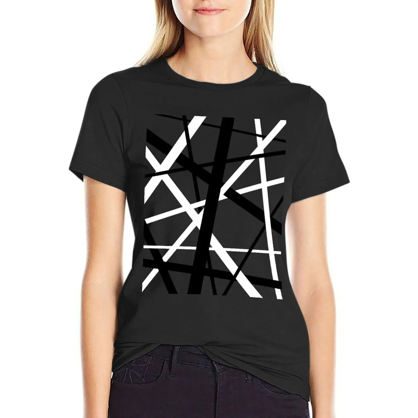 

Retro 80s Striped Design T-Shirt lady clothes plus sizes Blouse funnys tshirts for Women