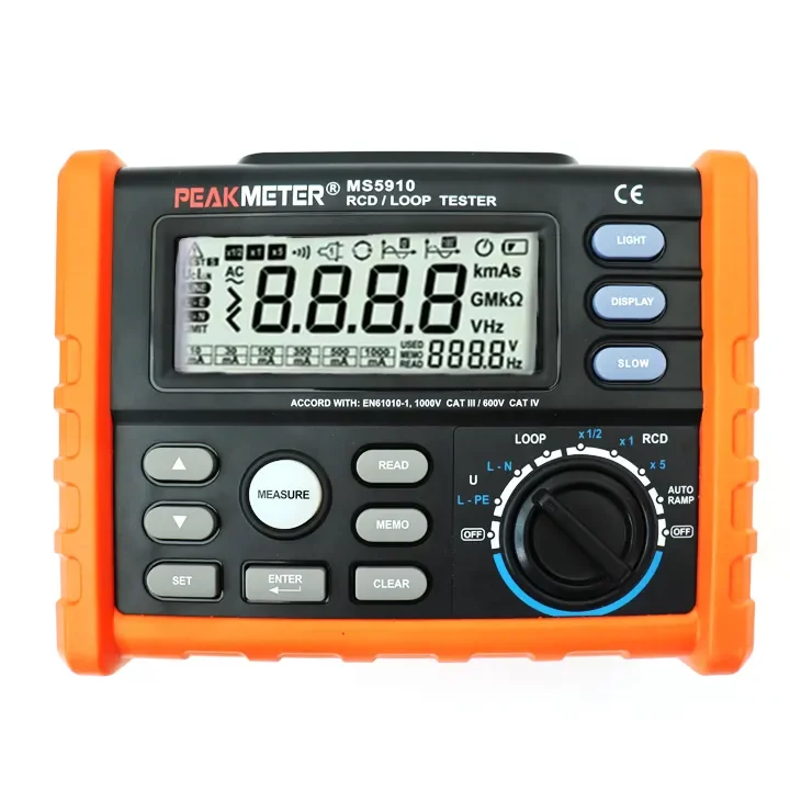 Peak Meter MS5910 Digital Multimeter Loop Resistance Tester RCD Test Equipment for Electrical Engineering