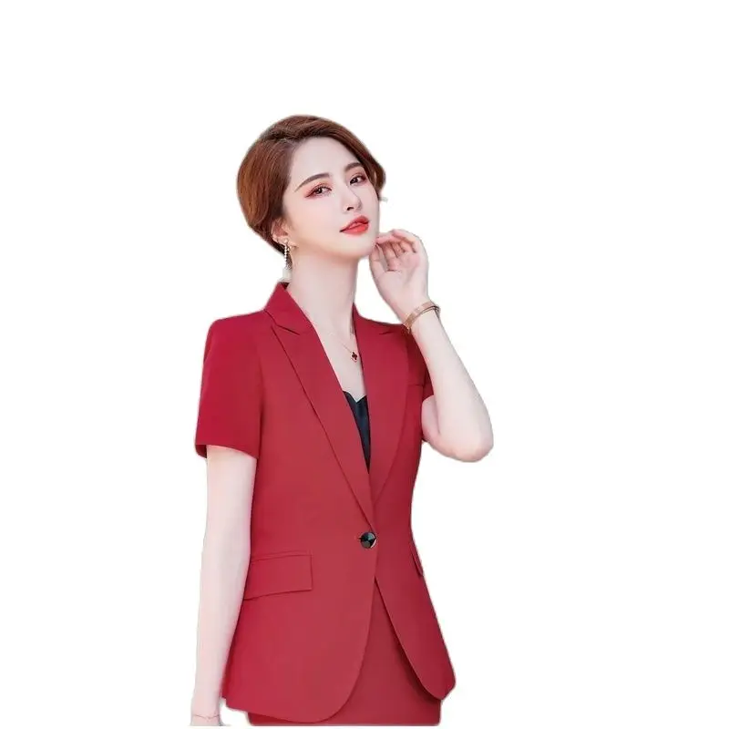 

2021 Women's Jacket Short Sleeve Coat OL Styles Summer Blazers Jackets for Women Ladies Office Blazer Outwear Tops