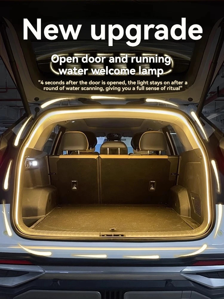 

Dynamic Flowing Welcome Lights - Fireproof Silicone LED Strip for Universal Trunk 2m/4m Easy Install No Wiring ，Sync Car Light
