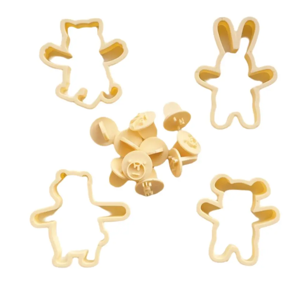 Juego de Moldes para Galletas con Formas de Animales, Lindos Moldes para Decoración de Pasteles con Forma de Panda, Oso y Conejo, Juego de 4 Piezas, Kit de Sellos, Molde para Grabar Galletas