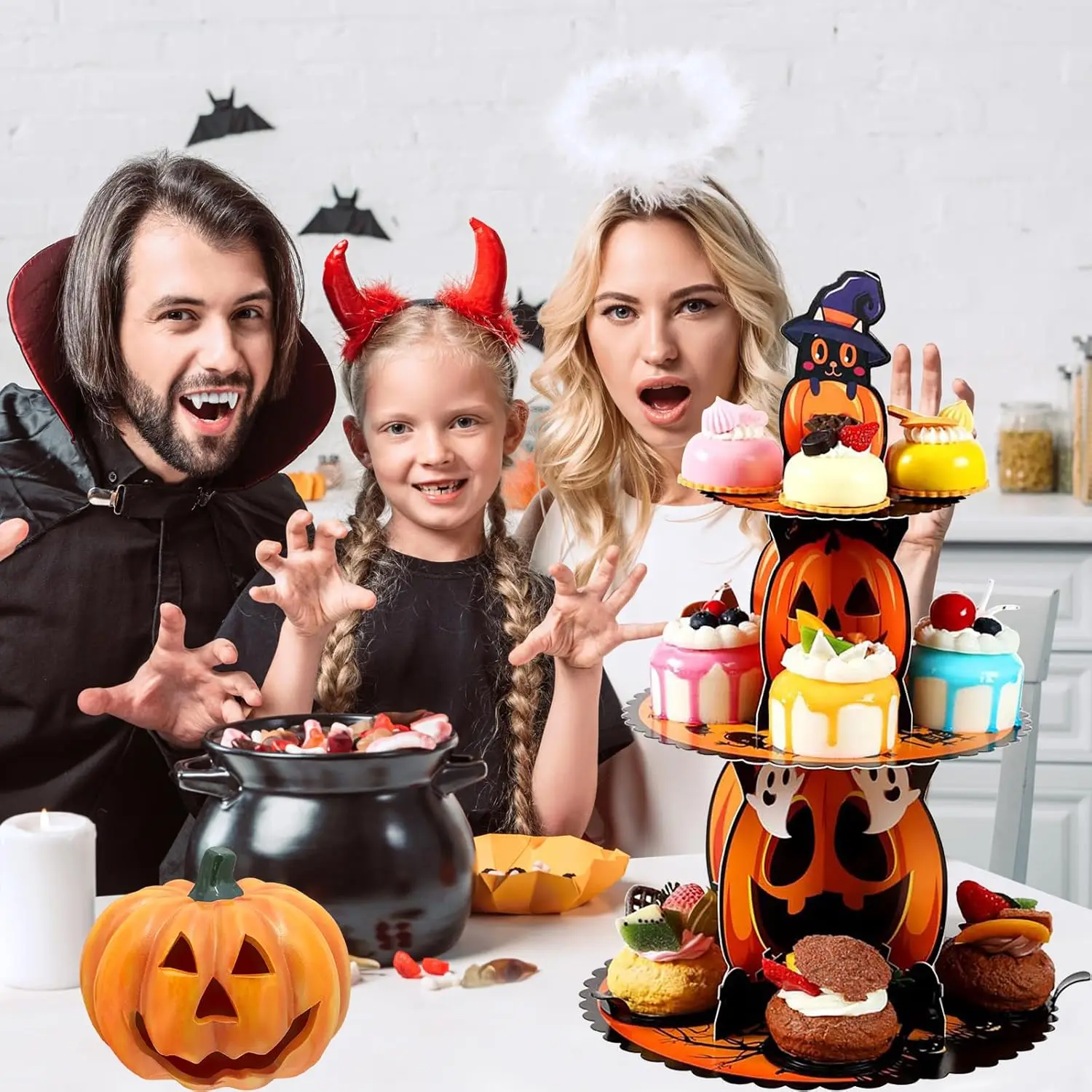 1–10PCS Halloween Cake Stand Paper Pastry Rack for Ghost Festival Party Table Decoration and Christmas Dessert Display