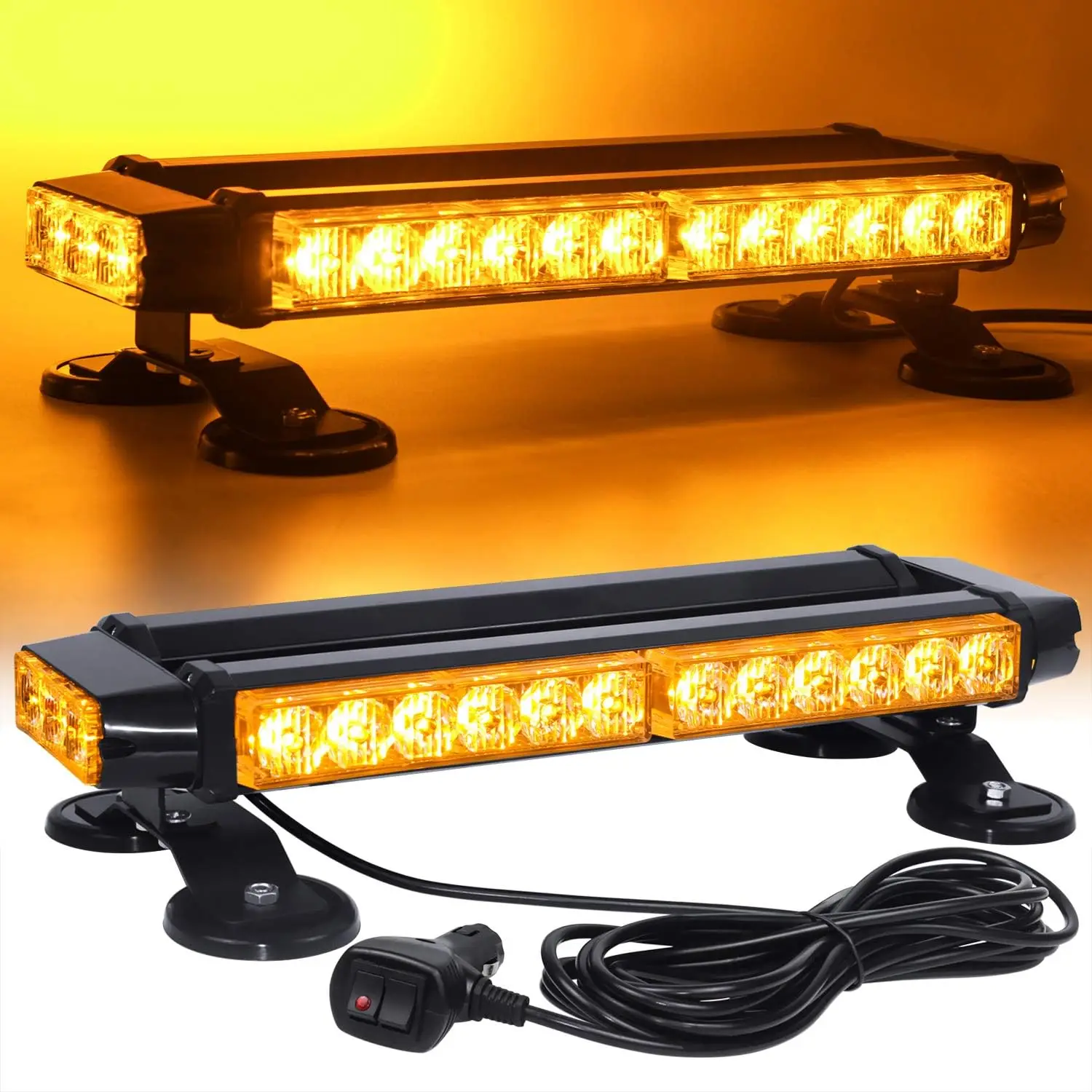 

Roof Top LED Strobe Light Bar -Double Side Amber 30 LED Emergency Hazard Safety Warning Flashing Beacon Lighting Bar with