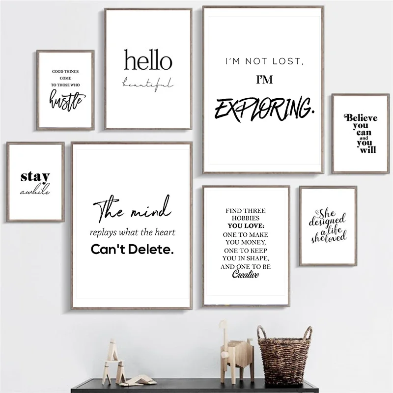 Minimalism English Sentences Inspirational Words Poster Canvas Print Painting Wall Art Picture Living Room Office Decoration