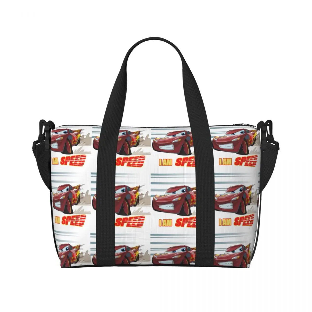 

Изготовленная на заказ сумка-тоут для покупок Lightning McQueen, женская большая вместительная художественная сумка для автомобиля, пляжные дорожные сумки для спортзала