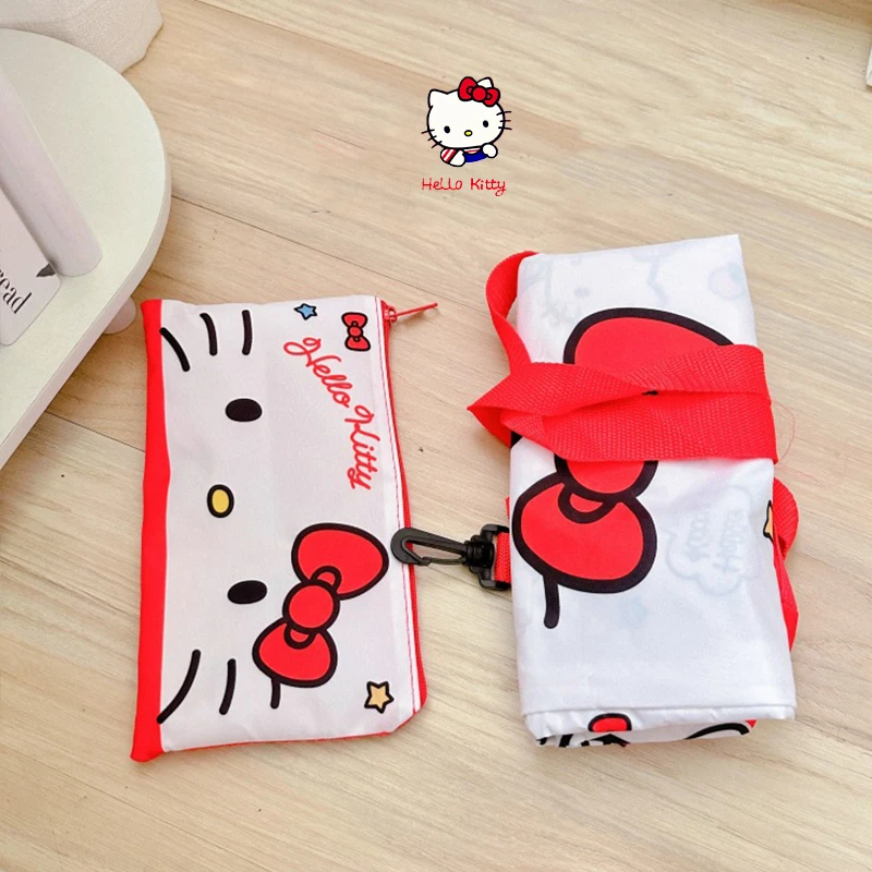 Practical Sanrio Hello Kitty Cute Rod Travel Bag Kawaii Kuromi Cinnamoroll Folding Zipper Large Capacity Waterproof Luggage Bag