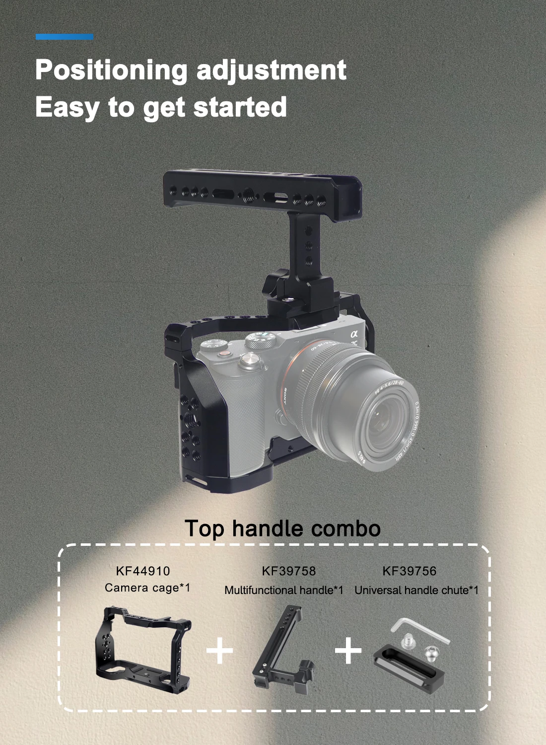 BGNing A7C2 A7CII A7CR Schnellwechselplatte L-Halterung Holzgriff Vollständige Abdeckung Kamerakäfig für Sony A7C SLR Handgriffhalter – Detail 20