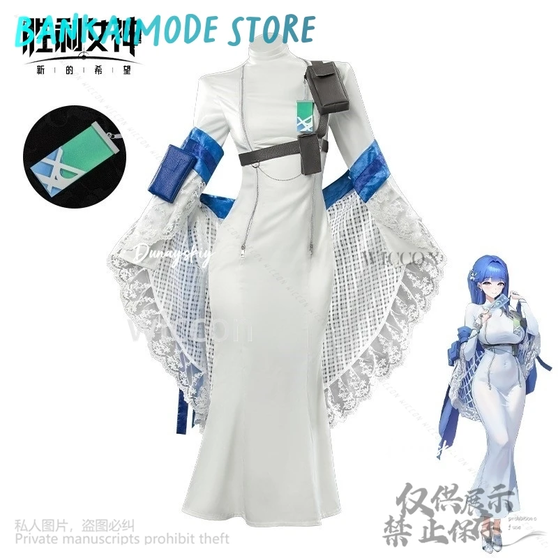 

Arcana NIKKE：The Goddess Of Victory Cosplay Game Anime Costume Sexy White Dress Slim Elegance Long Lolita Shoes Wigs Halloween