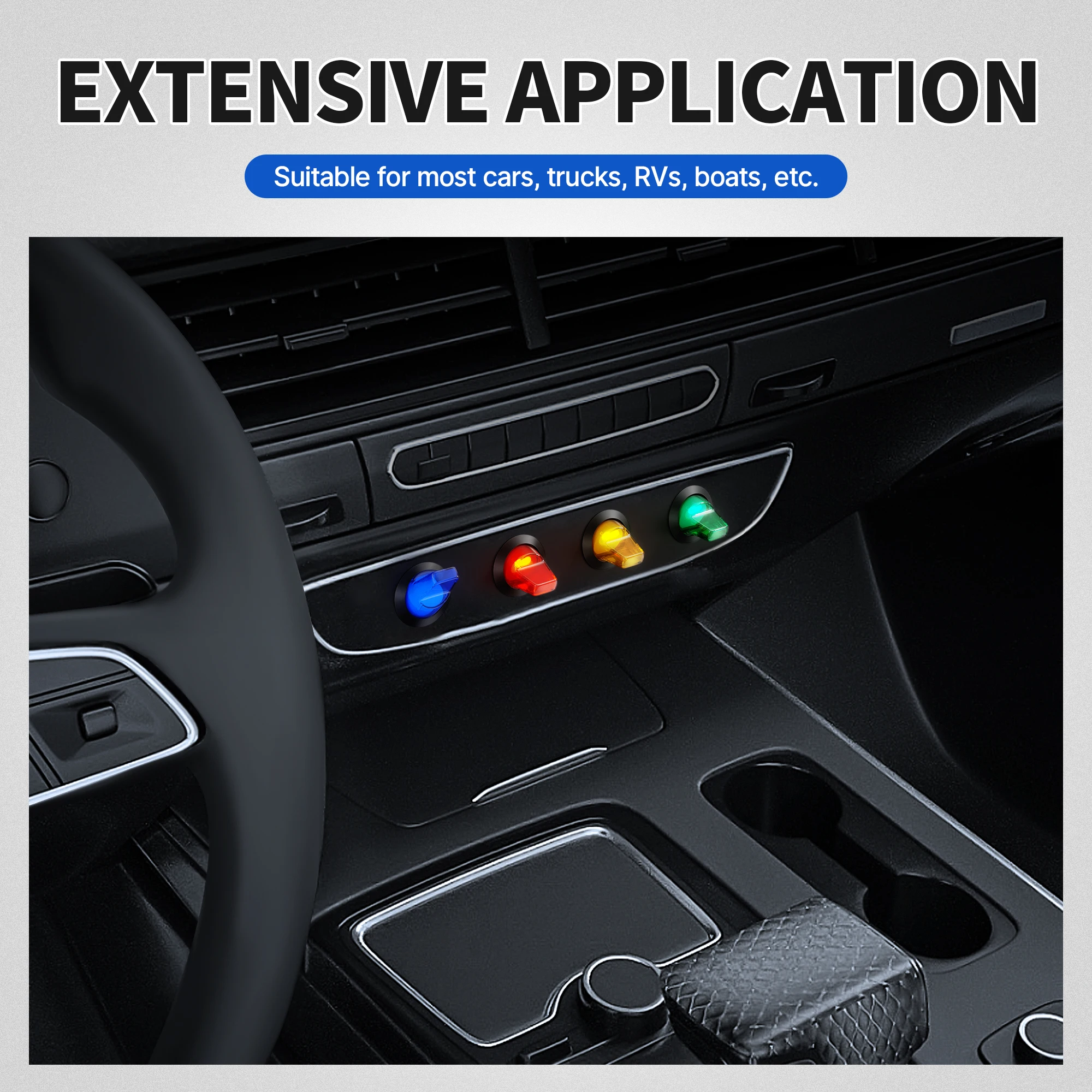 4PCS Lighted Rocker Toggle Switch 12V 20A ON/Off 3 Pin Round LED Illuminated Mini Toggle Switch SPST Switch for Automotive Car