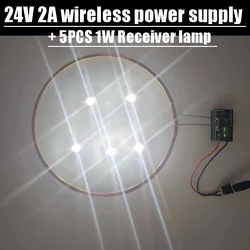 24V 2A Wireless Power Supply Transmitter 10CM Distance Transmits Coil Induction 1W Receiver Lamp LED Diy Model Scene Lighting