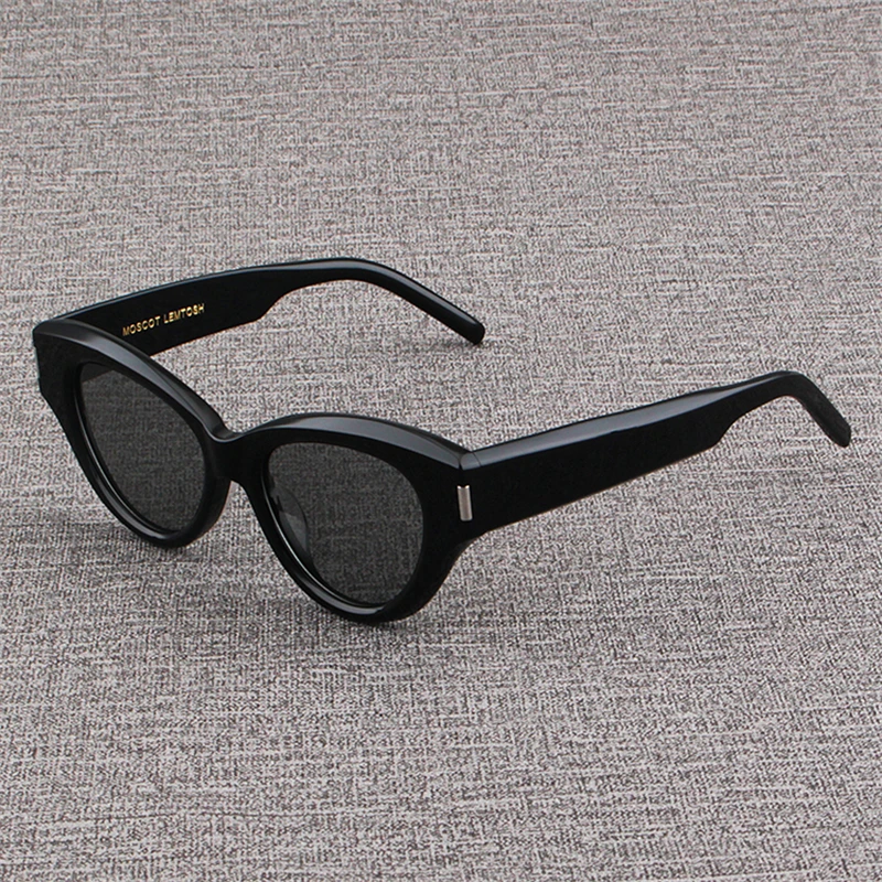 แนวโน้มแฟชั่นหรูหราแว่นตากันแดด Vintage Solid Acetate หนา UV400 Polarized Retro Oval Cat-Eye High Street สไตล์ A + คุณภาพสูง