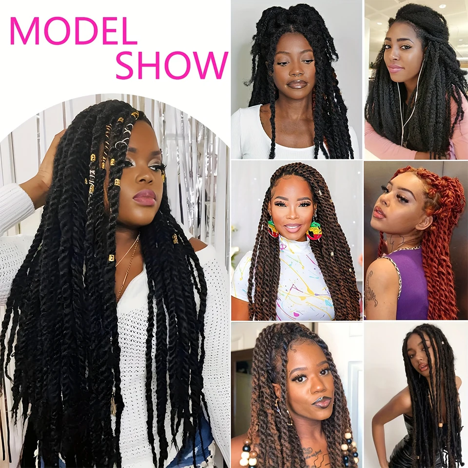 Marley Twist Hair Extensions 18 Inch Afro Kinky Curly Crochet Braiding synthetic Hair for Faux Locs - Springy Texture Voluminous