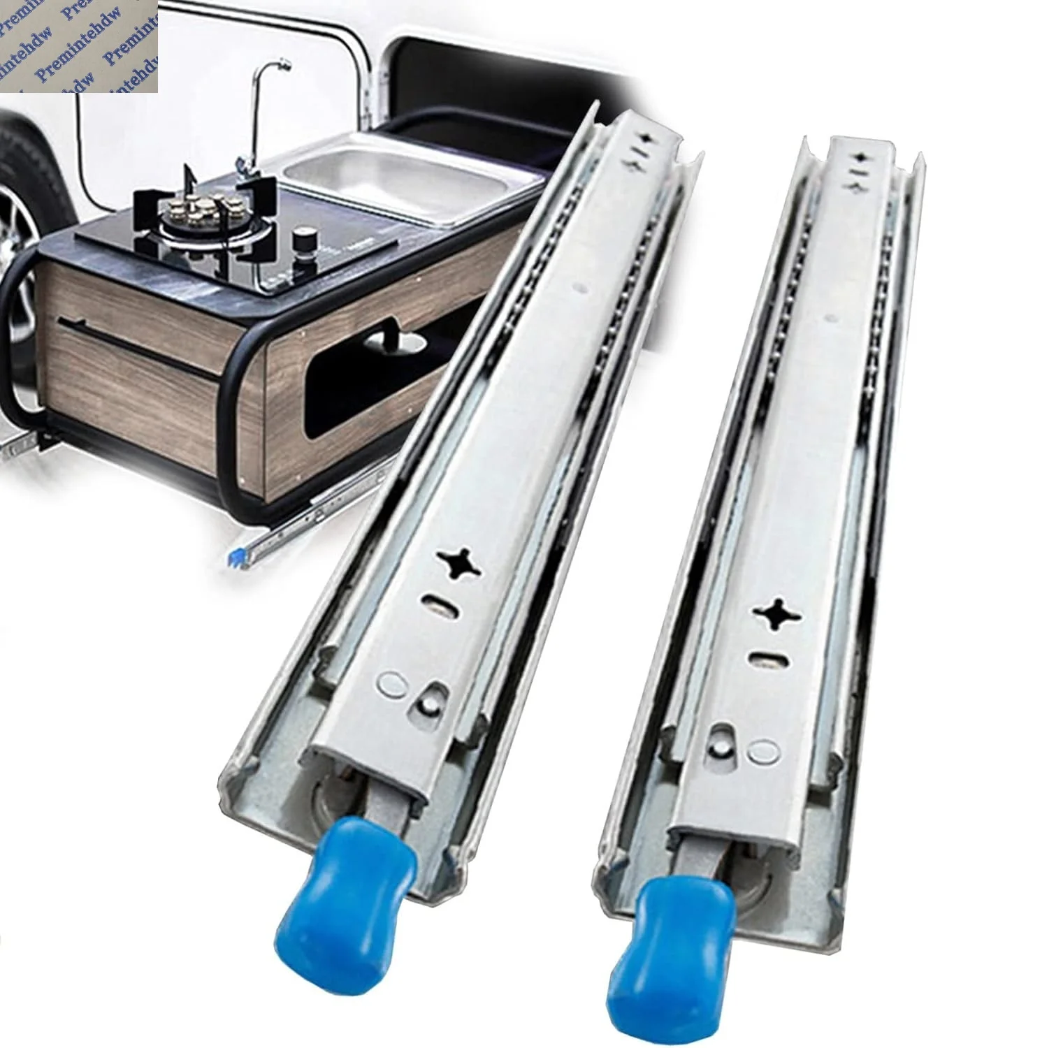 

1Pair H53mm RV Industrial Locking Drawer Slide Runner Full Extension---32"-38"
