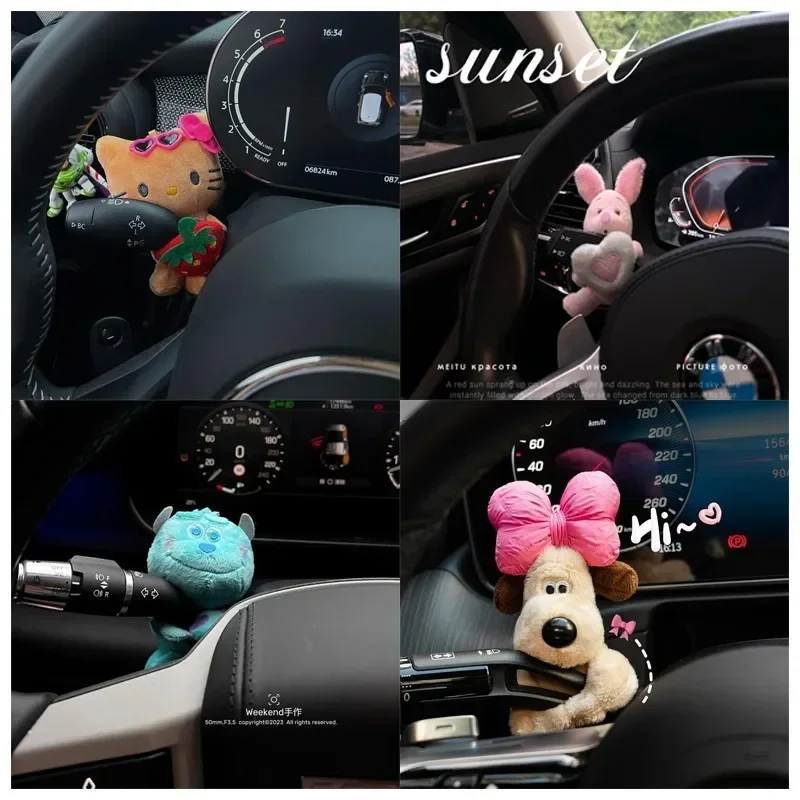 

Sanrioed Anime Cartoon Hello Kittys Plush Doll Car Car Wiper Decorate Toys Kawaii Auto Interior Decoration Products Girl Gift