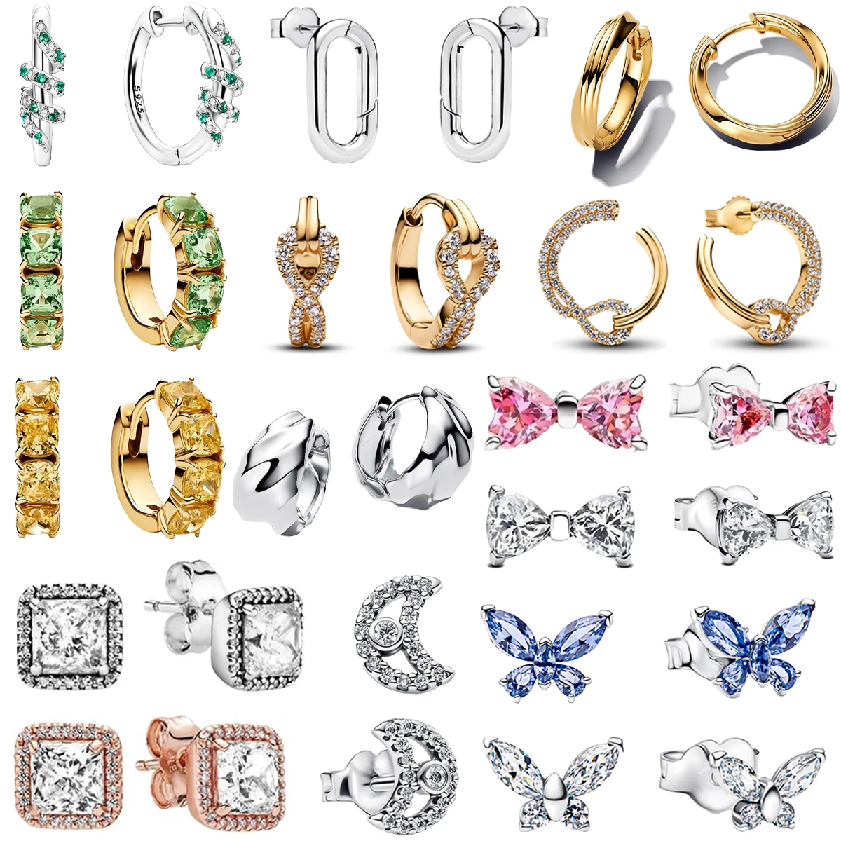 

Сверкающие золотые серьги-кольца из стерлингового серебра 925 пробы, блестящие серьги-бабочки для девочек, лучший подарок на день рождения, ювелирные изделия