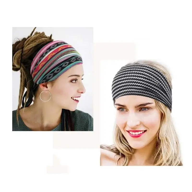 Böhmischer geknoteter Turban-Kopfwickel, breites, dehnbares Stirnband, weiches Yoga-Haarband für Frauen und Mädchen, für den täglichen Gebrauch. – Detail 5