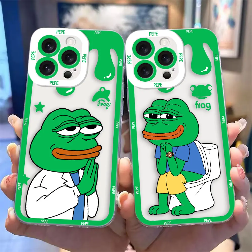 Cartoon P-Pepe The Frog Clear Phone Case For Realme 5 6 7I 8 8I 9 9I 10 12 C67 C55 C53 C35 C33 C31 C30 C21Y C20 Case Funda Shell