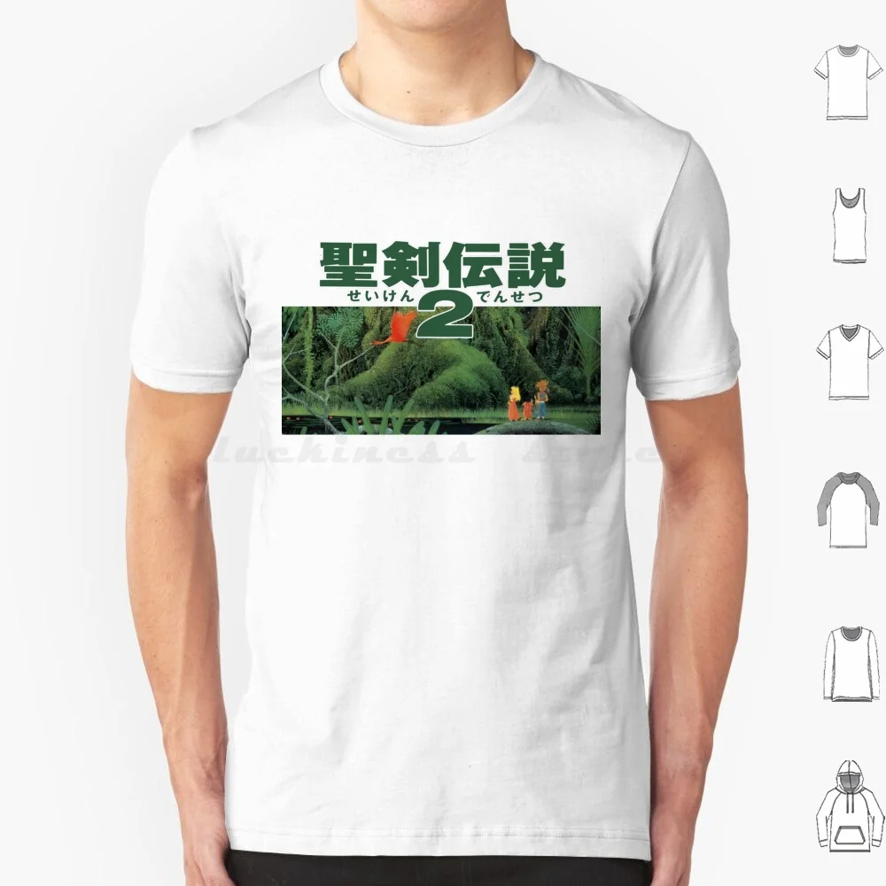 Camiseta con ilustraciones promocionales de la versión japonesa (Seiken Densetsu 2), talla grande, 100% algodón, Secret Of Seiken Densetsu