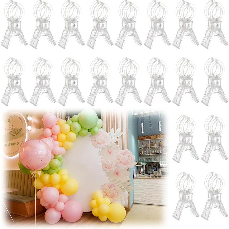 20pcs Large Balloon Arch Clips Plastic Transparent Backdrop Spring Clamps for Balloon Arch Kit Birthday Decoration-A21R
