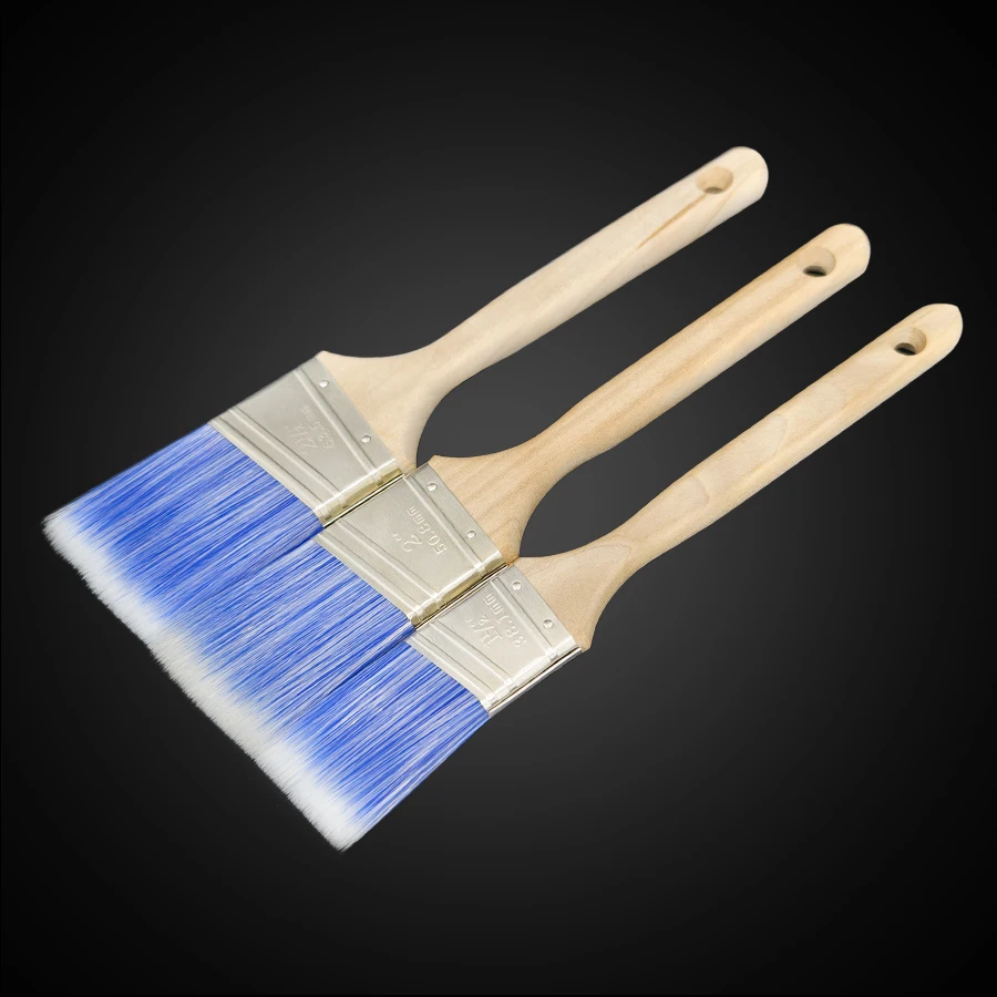 فرشاة طلاء بزاوية بمقبض خشبي طويل مقاس 3 قطع من pac2 بوصة، فرشاة تزيين الأثاث الصناعية التي تصنعها بنفسك.