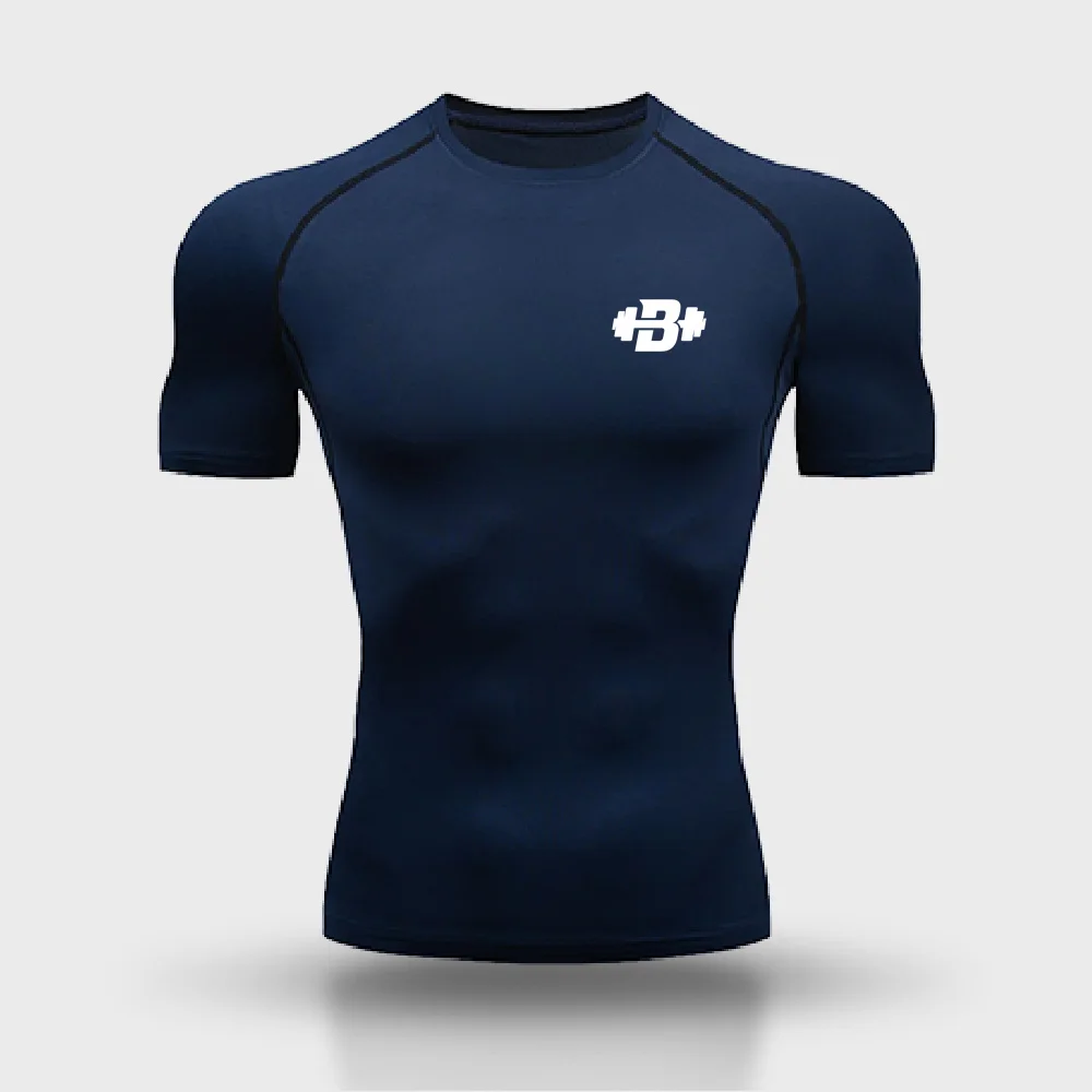 

Мужская сжатая спортивная футболка с короткими рукавами для бега, тренировок, дышащие колготки для тренировок в тренажерном зале, быстросохнущие с короткими рукавами, S-3XL